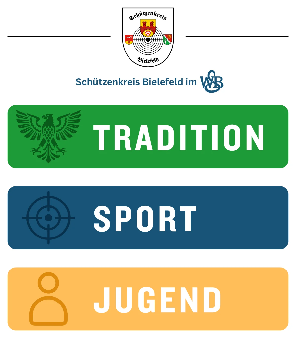 Social-Media-Grafik für den Schützenkreis Bielefeld mit den Themen Tradition, Sport und Jugend