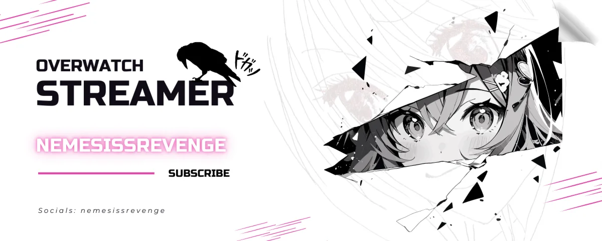 Twitch-Banner für NemesisRevenge mit Anime-Illustration und Rabe